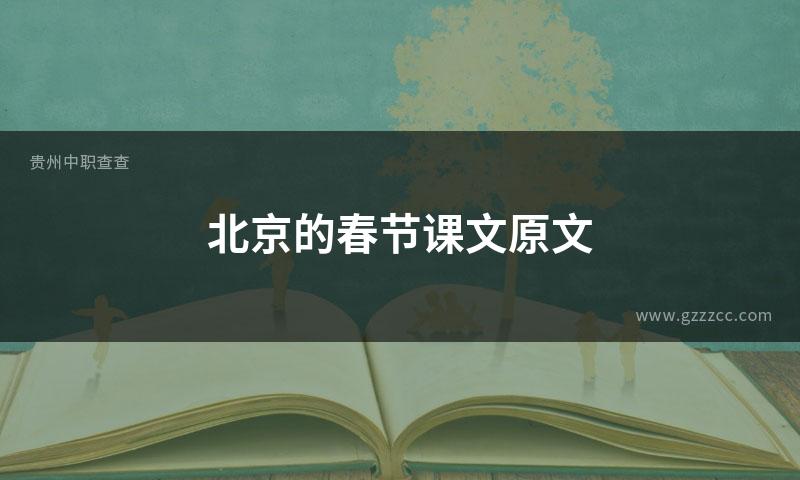 北京的春节课文原文